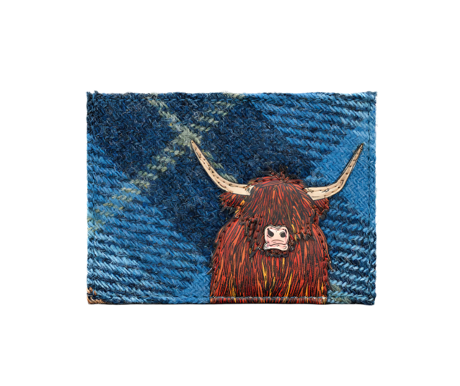 Card Holder - Highland Cow Blue