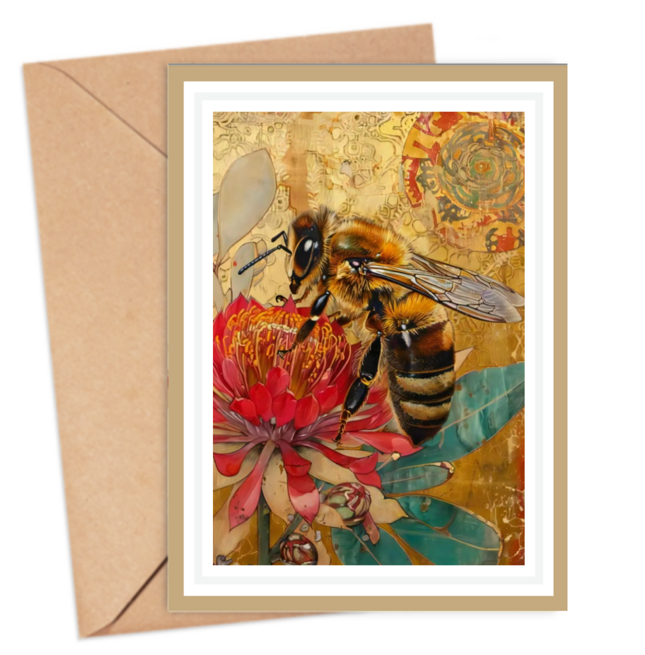 Bee With Waratah Card