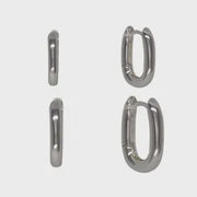 V Shape Hinged Earrings (Pair) - Silver