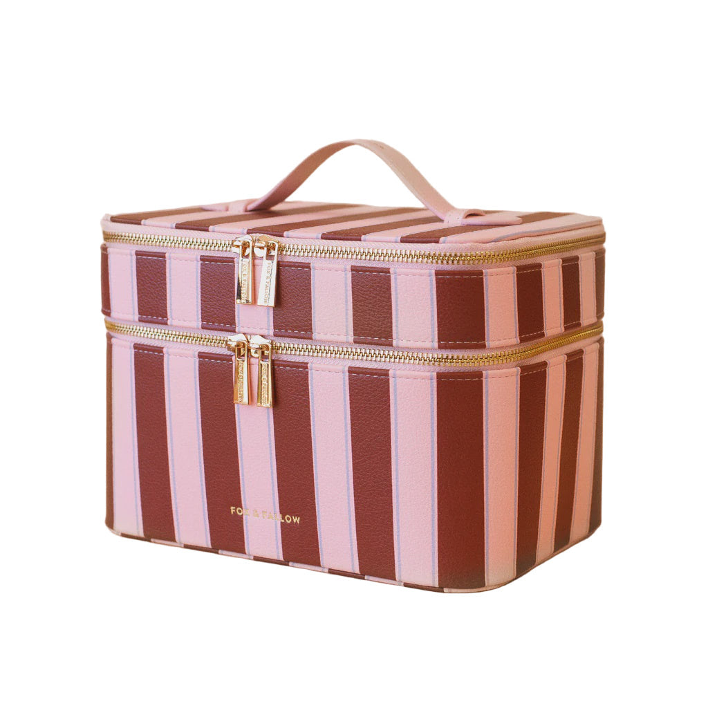 The Classic Vanity Case - Burgundy Stripe