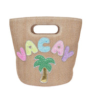 Mini Tote Bag - Patched Streaw "Vacay"