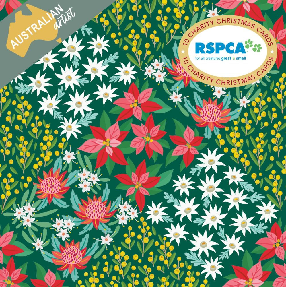 Christmas Cards Set of 10 - Patchwork Flowers