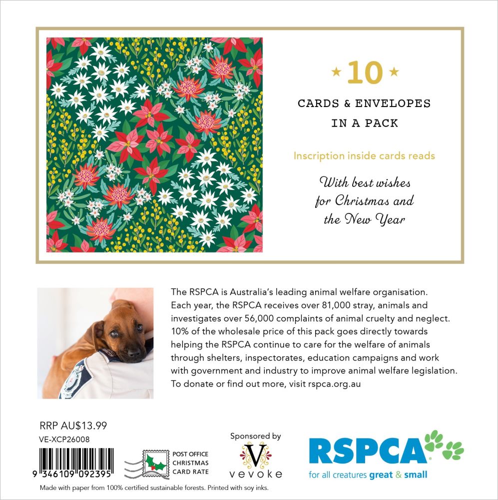 Christmas Cards Set of 10 - Patchwork Flowers