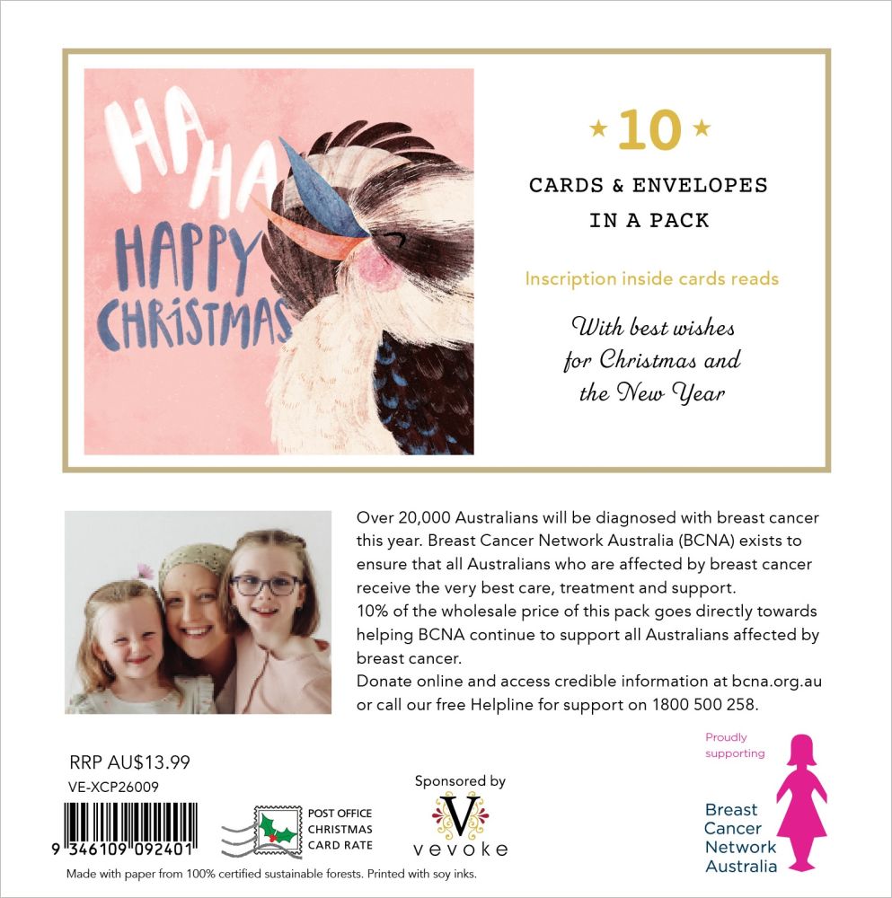 Christmas Cards Set of 10 - Laughing Kookaburra