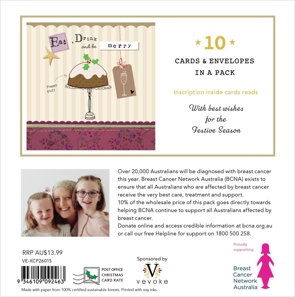 Christmas Cards Set of 10 - Eat Drink & Be Merry