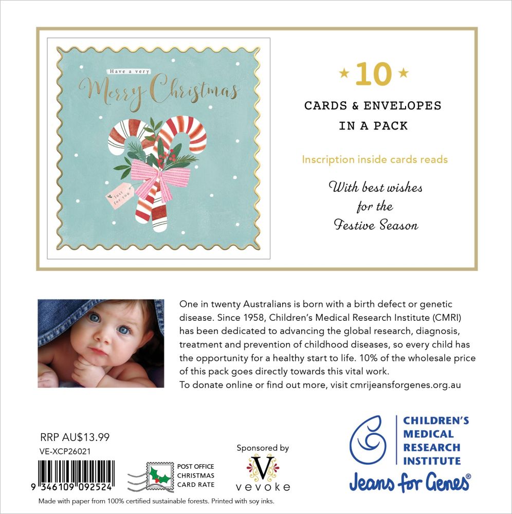 Christmas Cards Set of 10 - Candy Cane