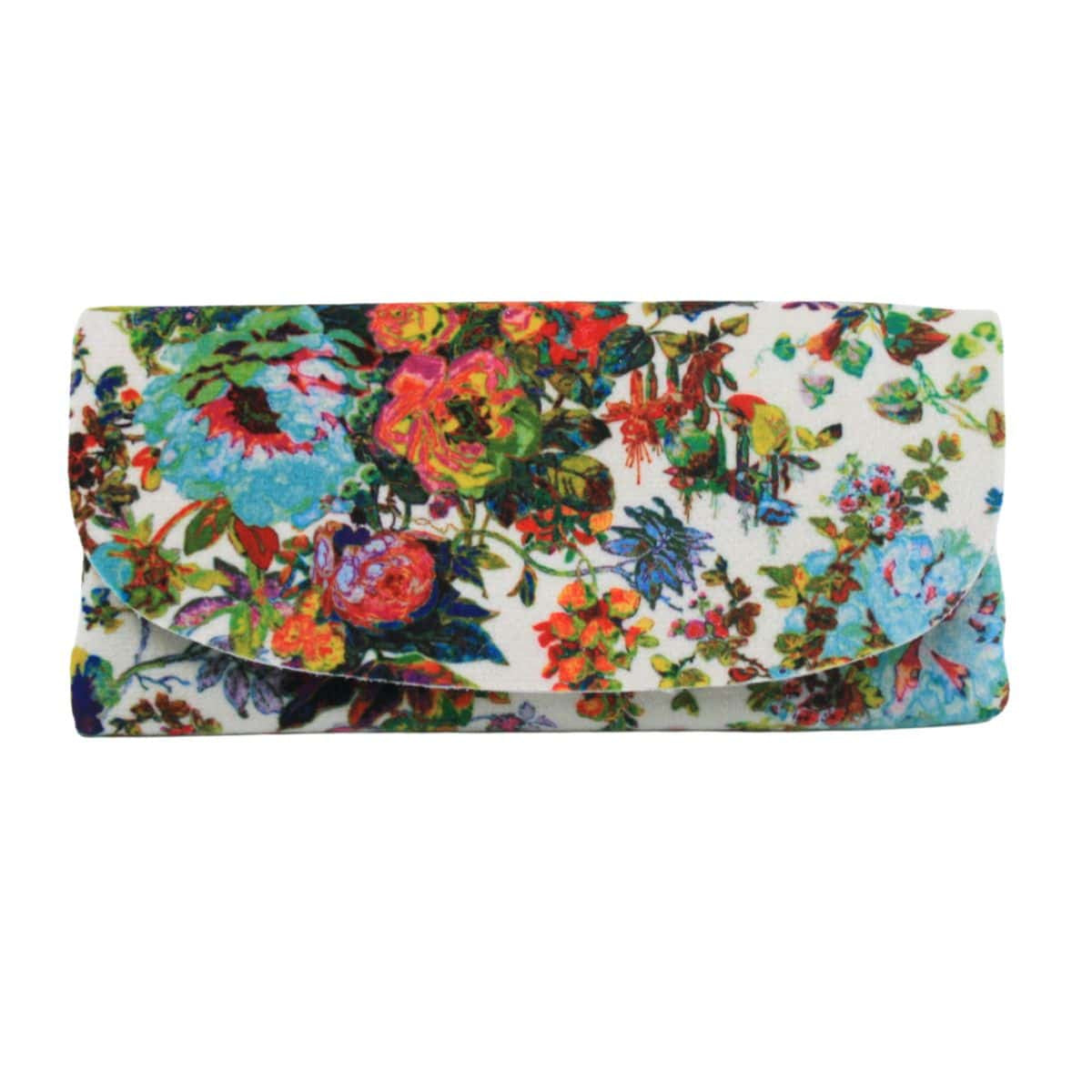 Velour Glasses Case - Flowers Blanc