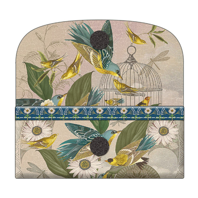 Velour Glasses Case - Isabelle Frioux - Yellow Birds with Cage