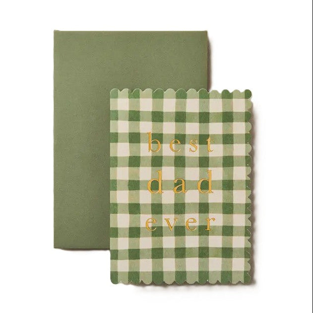 Green Gingham 'Best Dad Ever' Card