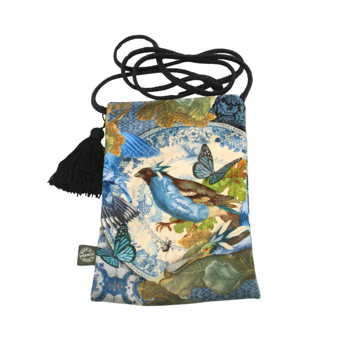 Velour Shoulder Pouch - Big Blue Bird