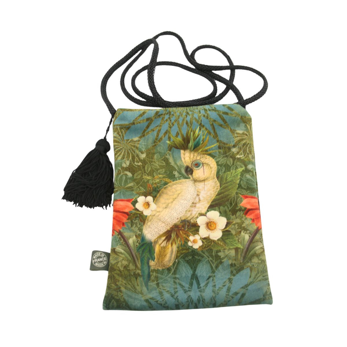 Velour Shoulder Pouch - Parrot with Glasses