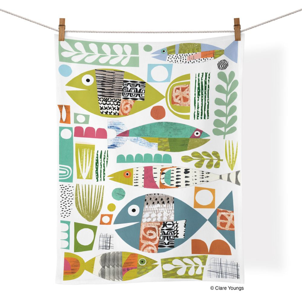 Cotton Tea Towel - Fish School