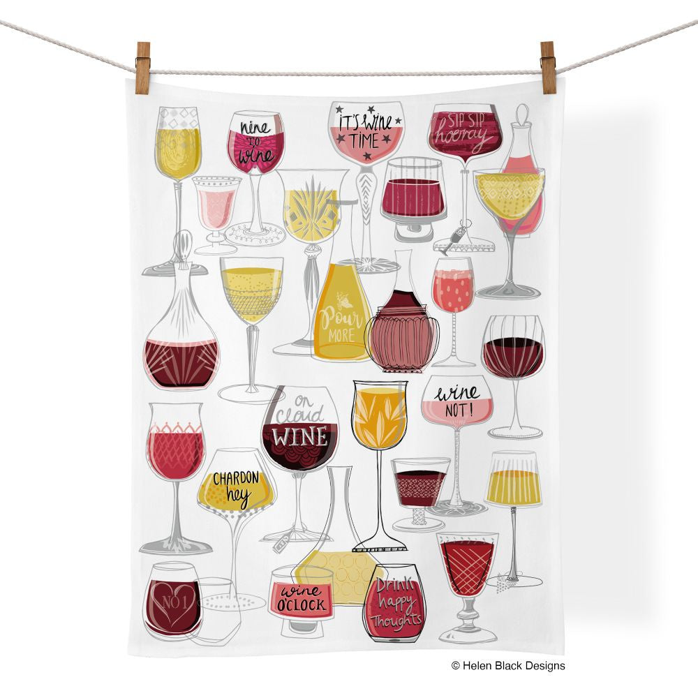 Cotton Tea Towel - Wine Time