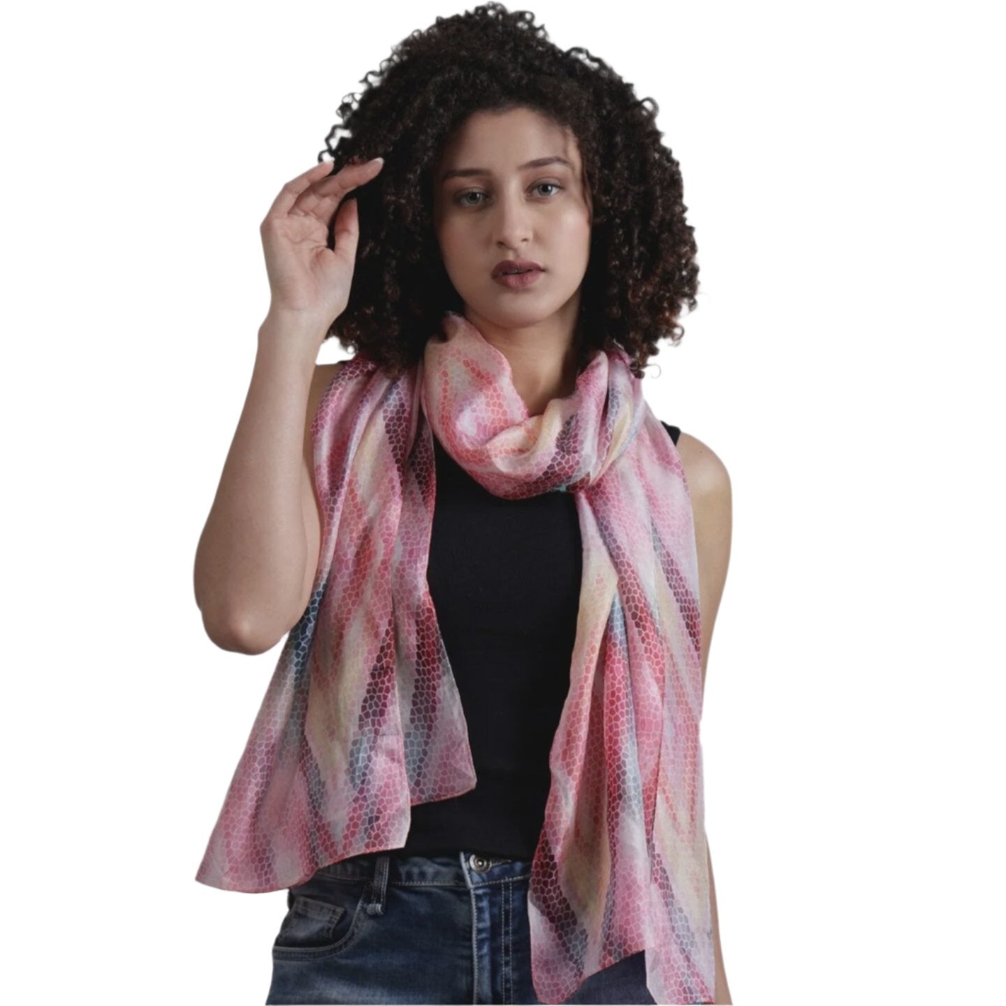 100% Linen Scarf - Abstract Diamond
