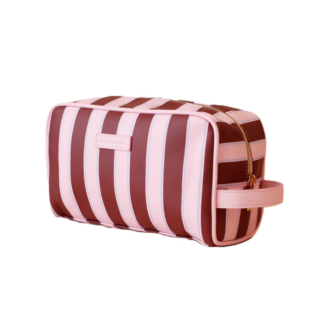 Burgundy Stripe Wash Bag