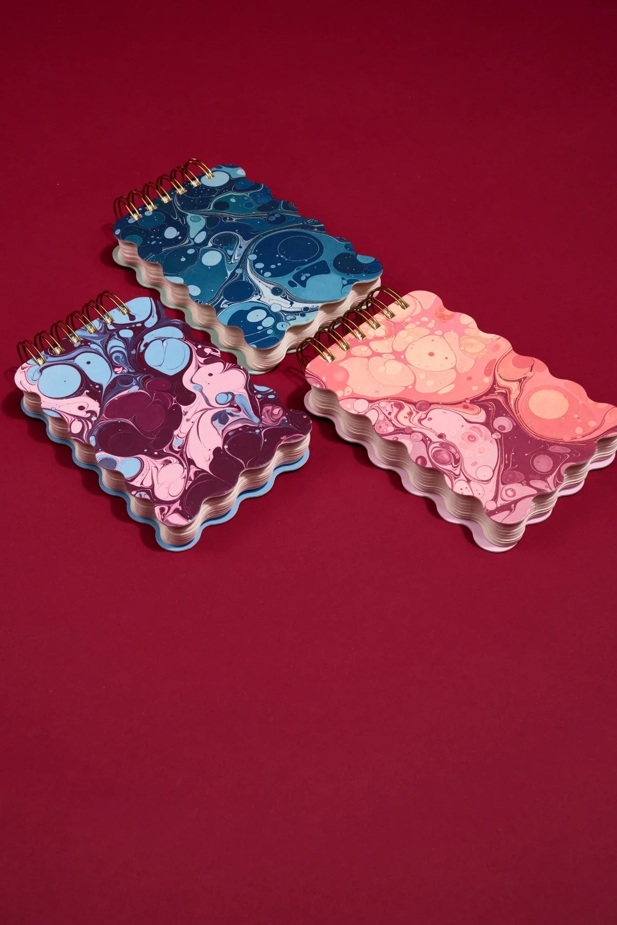 Wavy Notepad - Cherry Peach Marbling