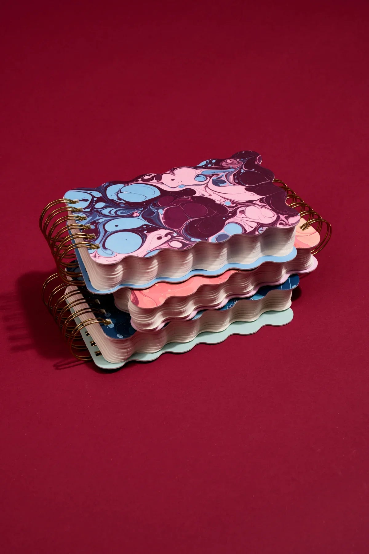 Wavy Notepad - Cherry Peach Marbling