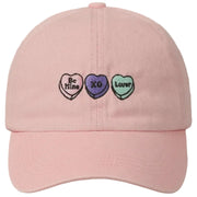 Embroidered Baseball Cap - Hearts - Pink