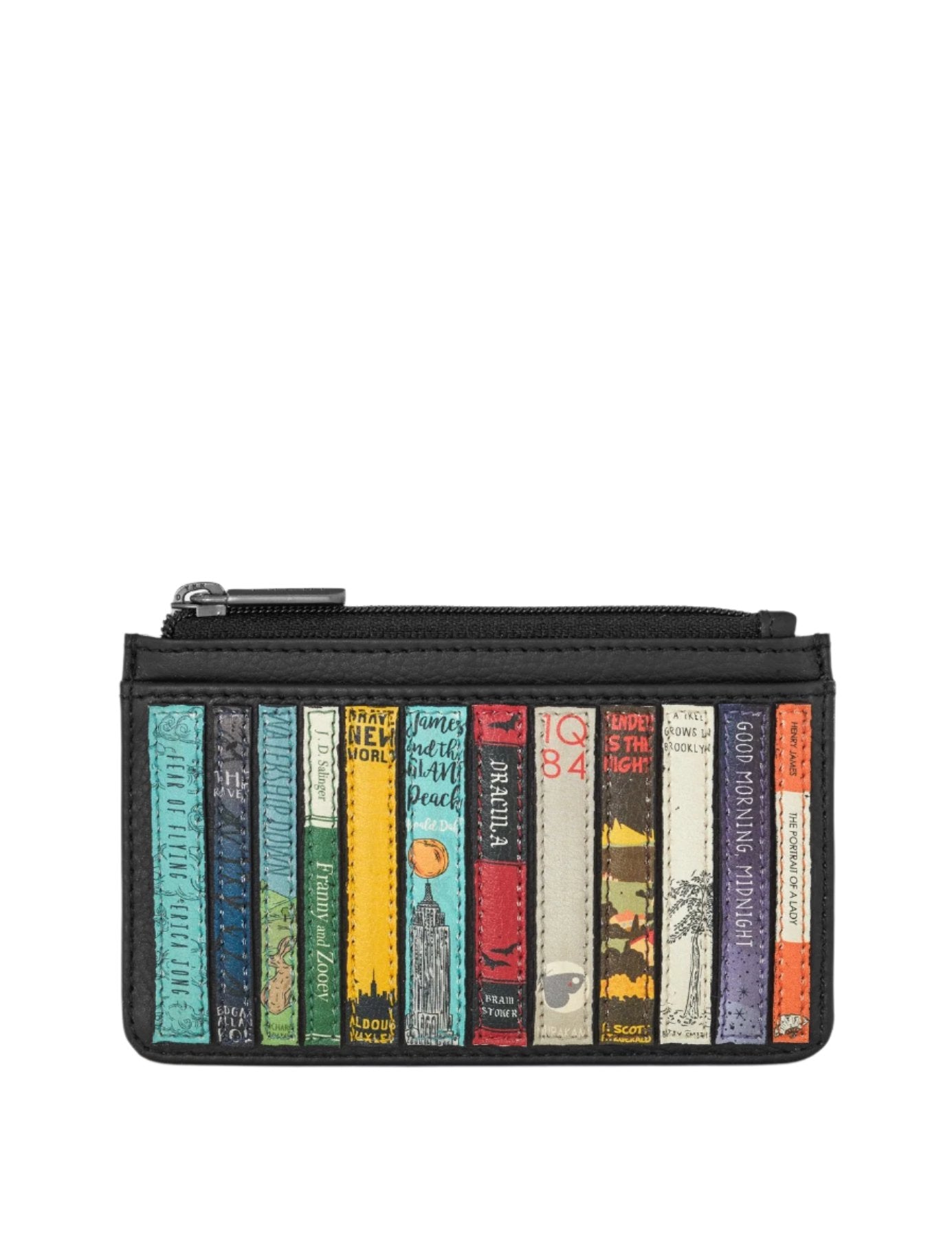 Card Holder With Zip - Bookworm Black