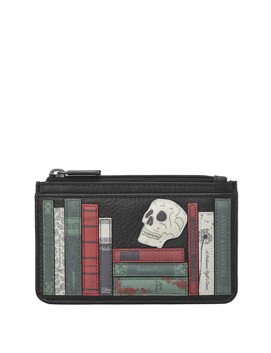 Card Holder With Zip - Shakespear Bookworm - Black