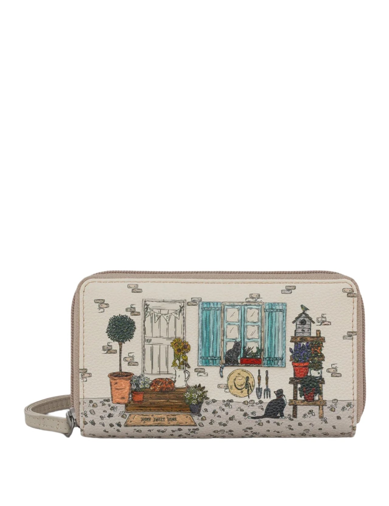 Zip Around Purse with Wrist Strap - Country Cottage