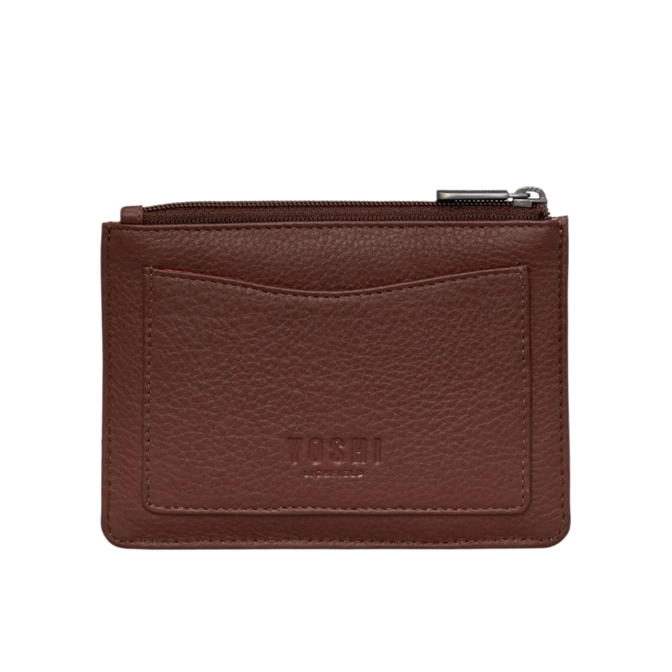 Zip Top Leather Purse - library Brown