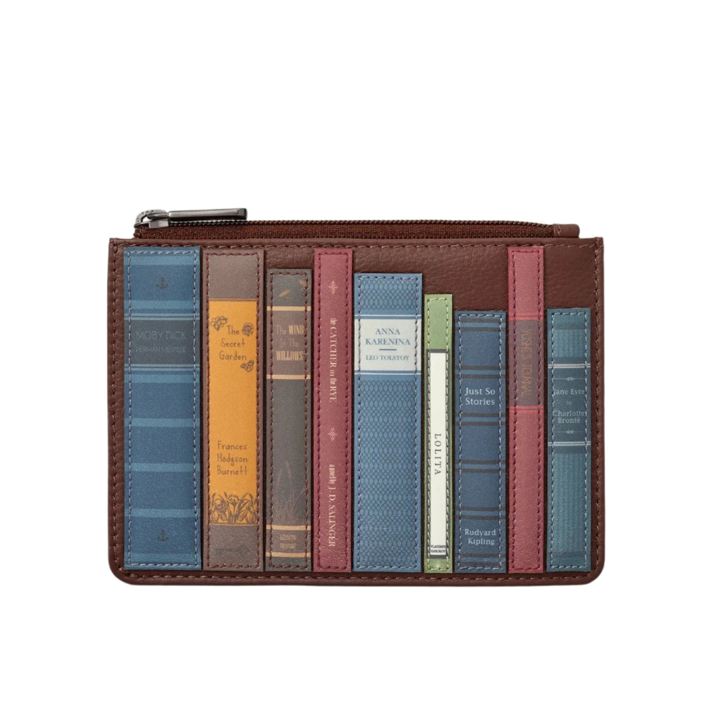 Zip Top Leather Purse - library Brown