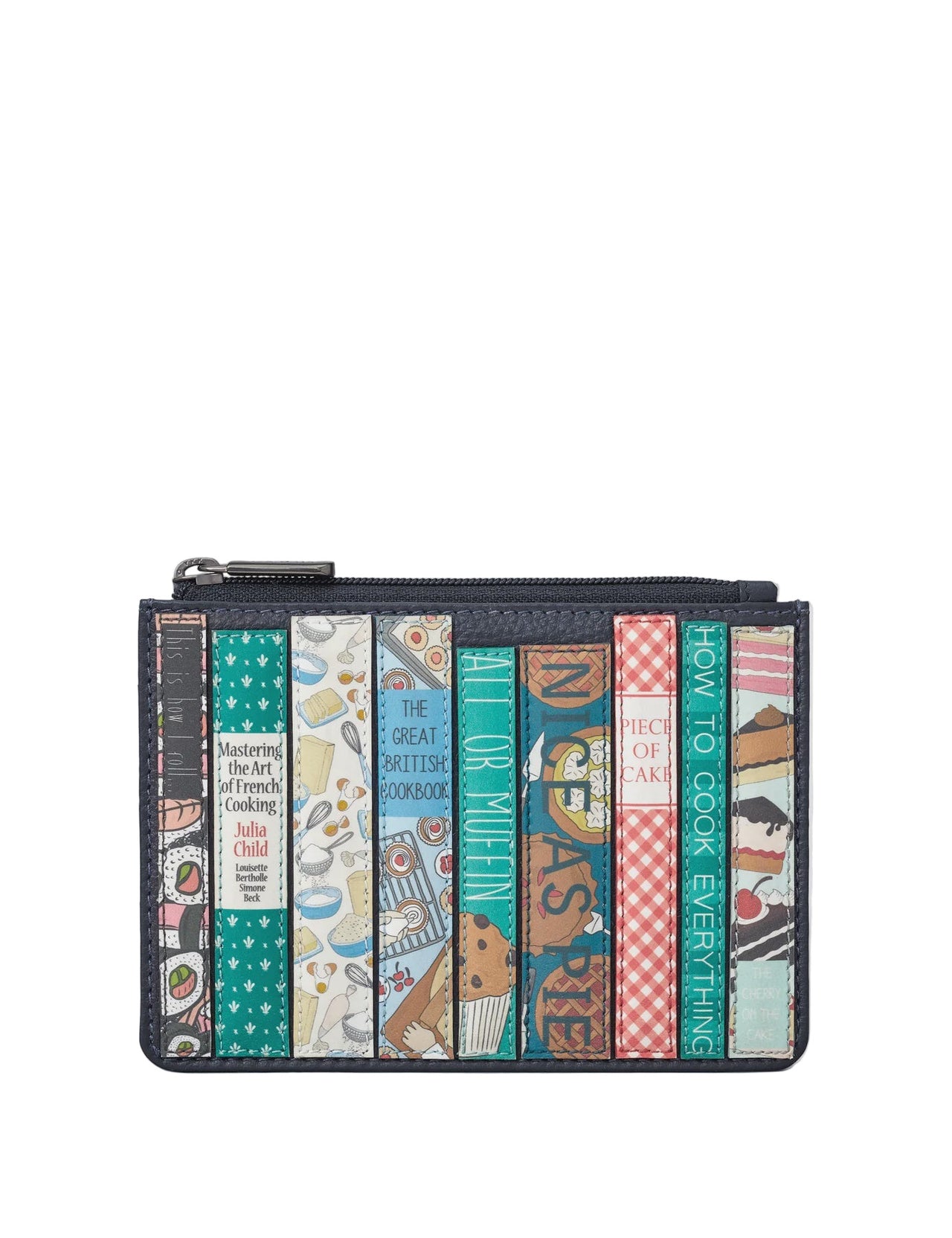 Zip Top Leather Purse - Cook Bookworm - Navy