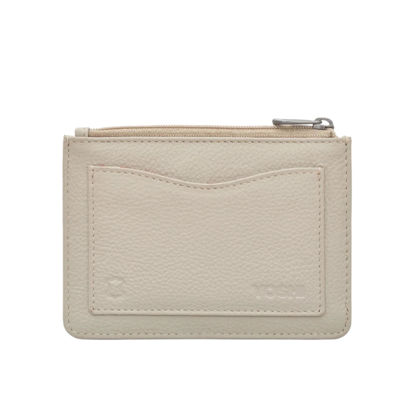Zip Top Leather Purse - Austen library Warm Grey
