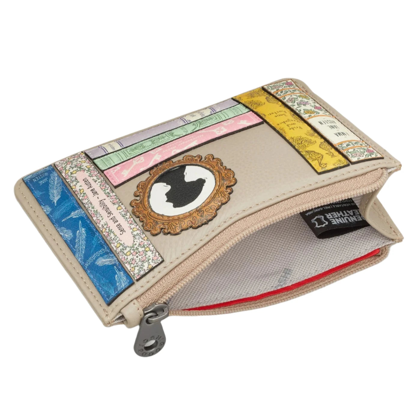 Zip Top Leather Purse - Austen library Warm Grey