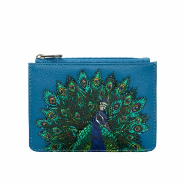 Zip Top Leather Purse - Peacock Plume