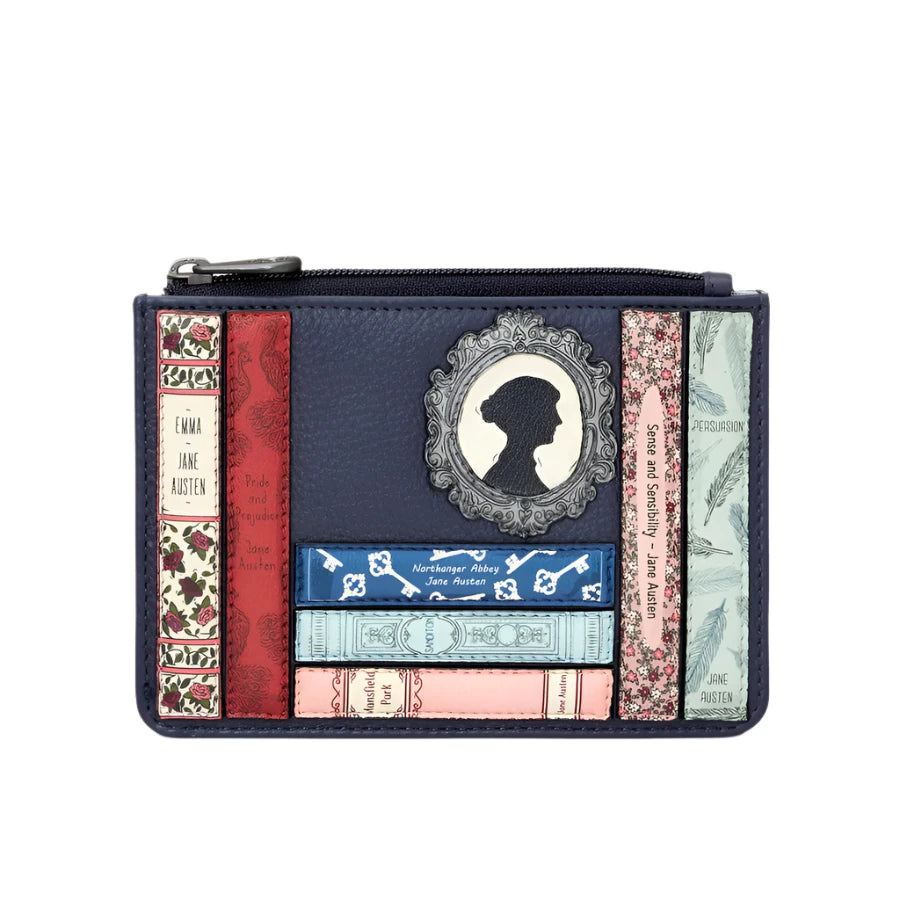 Zip Top Leather Purse - Austen Bookworm Navy