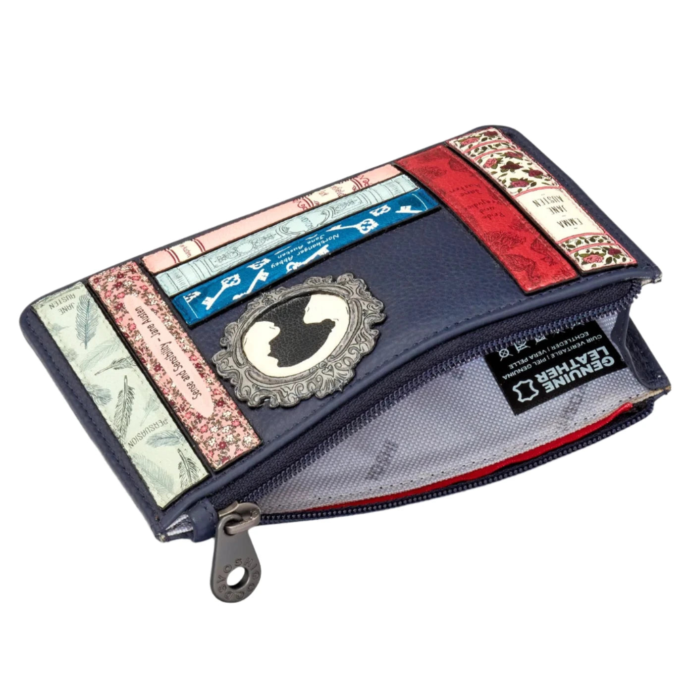 Zip Top Franklin Purse - Jane Austen Library Navy