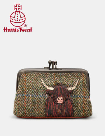 Highland Cow Triple Frame Purse - Brown