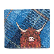 Men's Wallet - Blue Highland Cow (Harris Tweed)