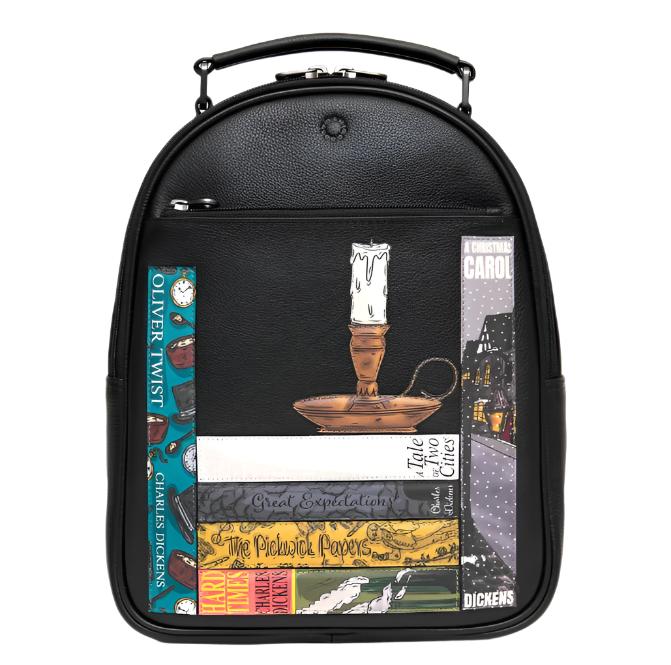 Leather Backpack - Bookworm Dickens, Black