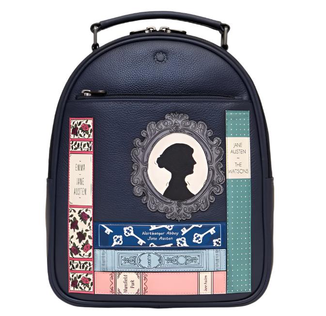 Leather Backpack - Bookworm Austen, Navy