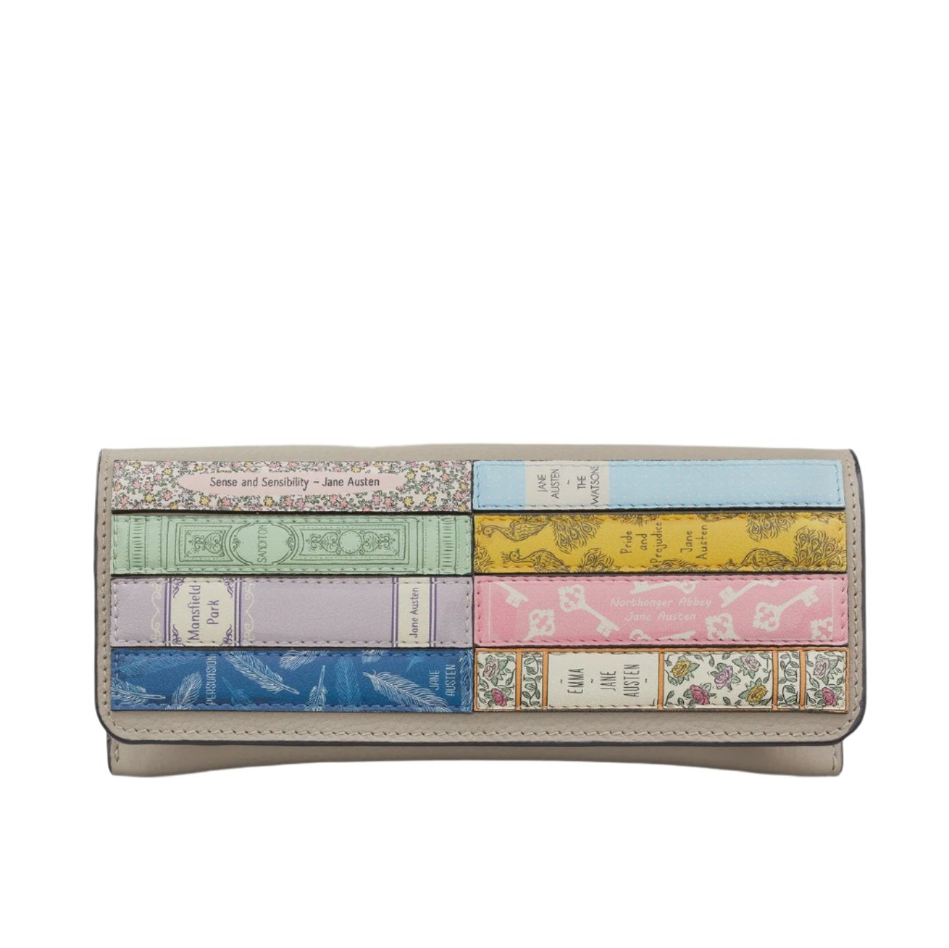 Leather Glasses Case - Bookworm Austen  Warm Grey