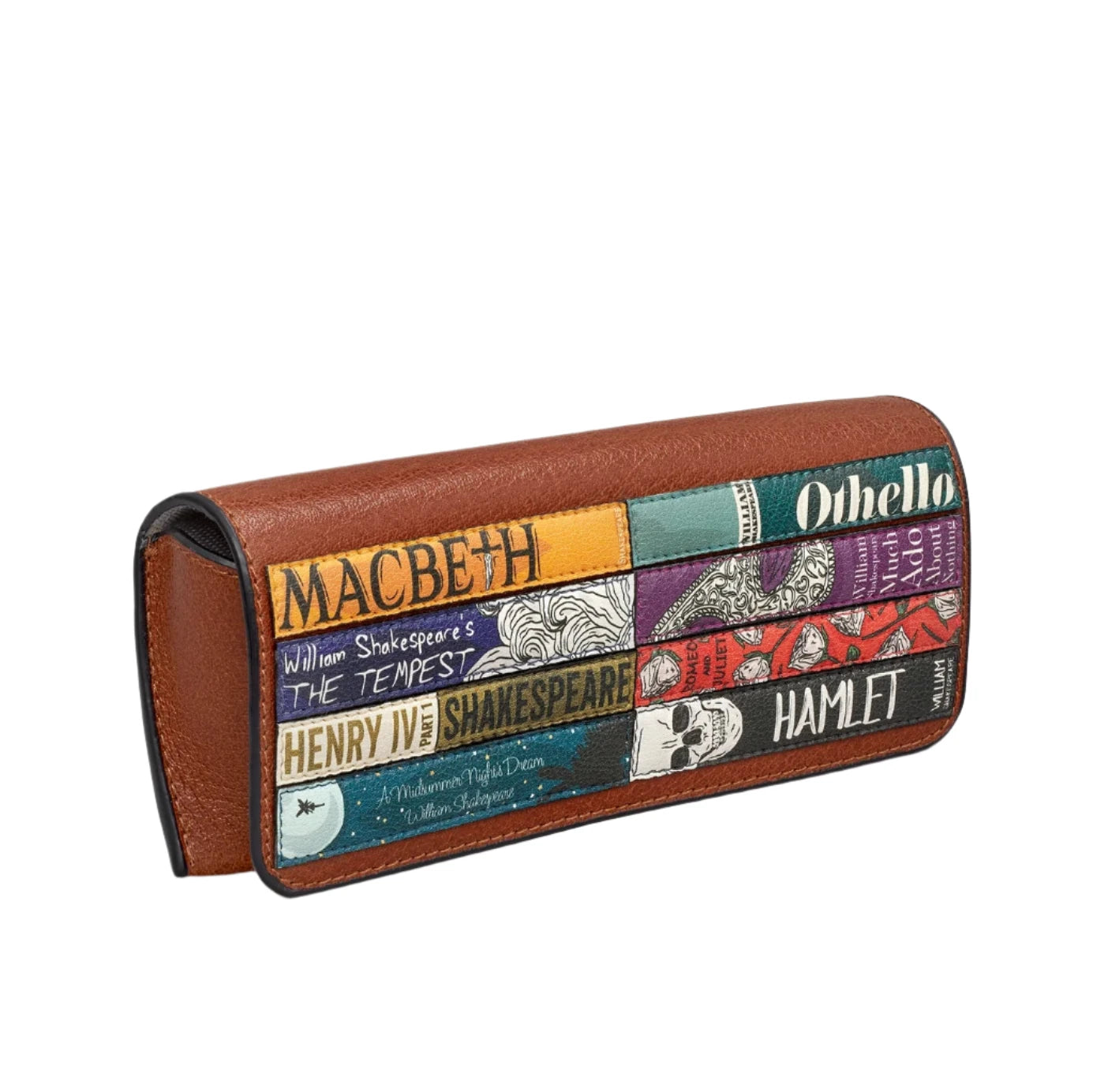Leather Glasses Case - Bookworm Shakespeare Brown