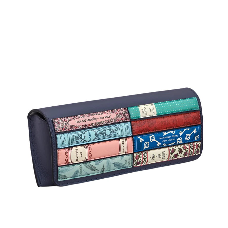 Leather Glasses Case - Bookworm Austen Navy