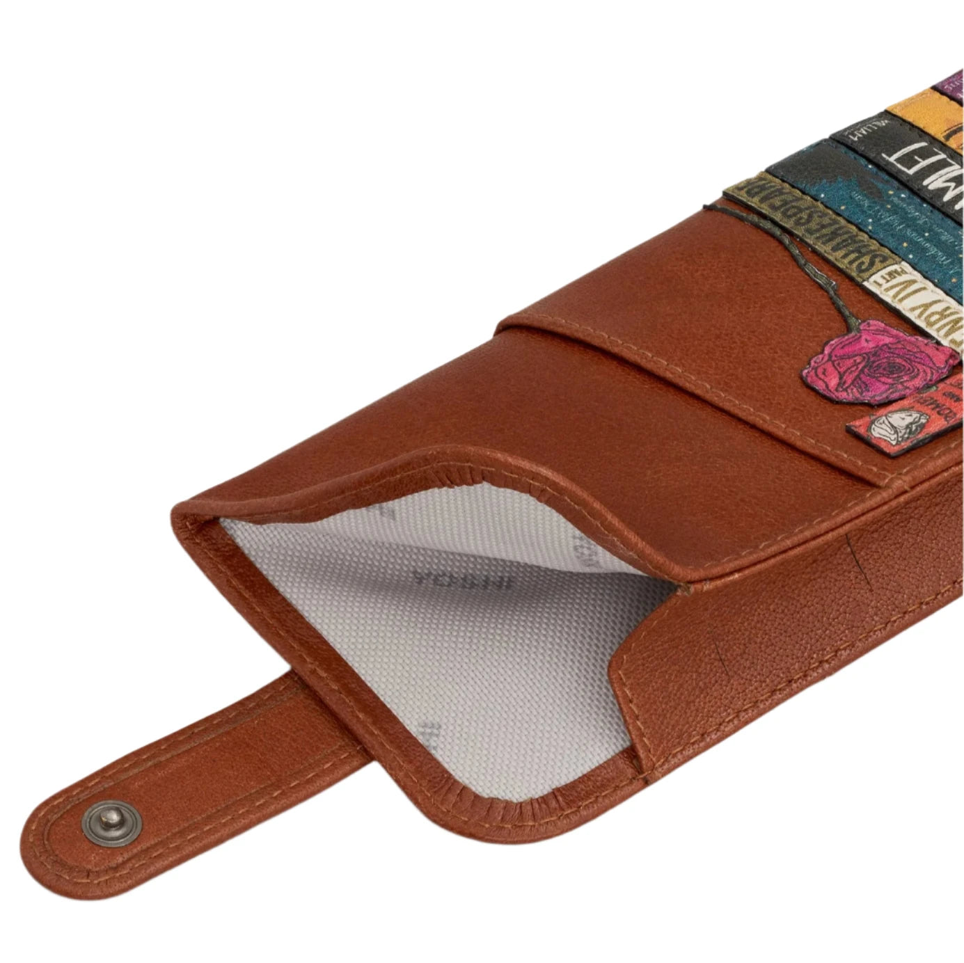 Leather Glasses Case With Tab - Bookworm Shakespeare  Brown