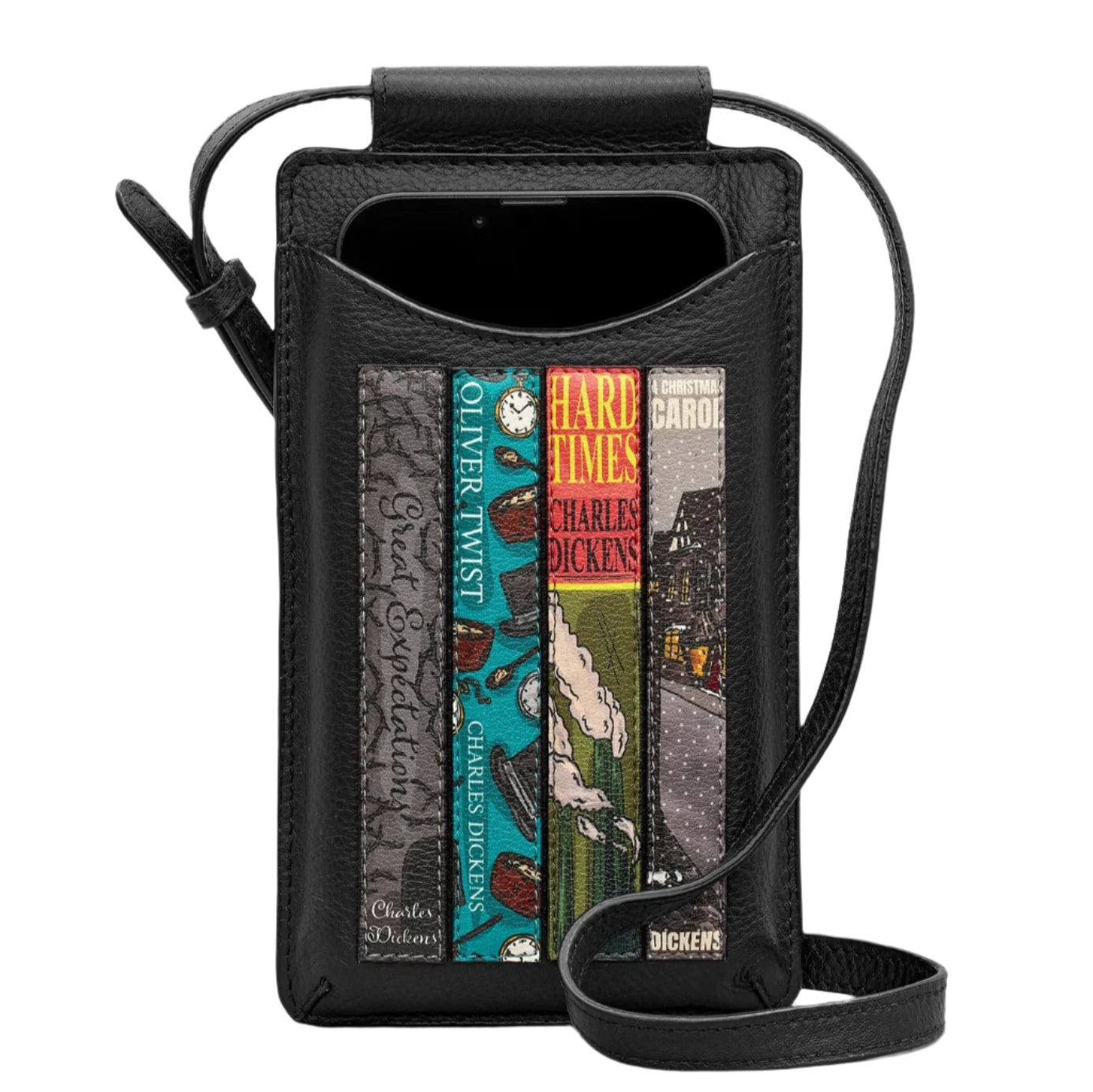 Leather Phone Case - Dickens library Black