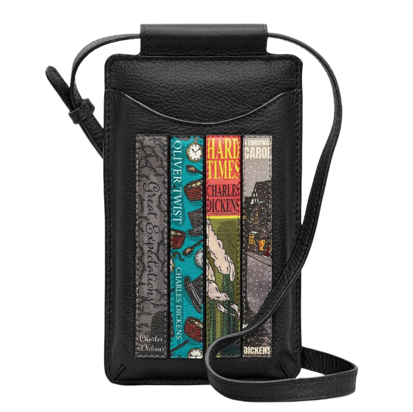 Leather Phone Case - Dickens library Black