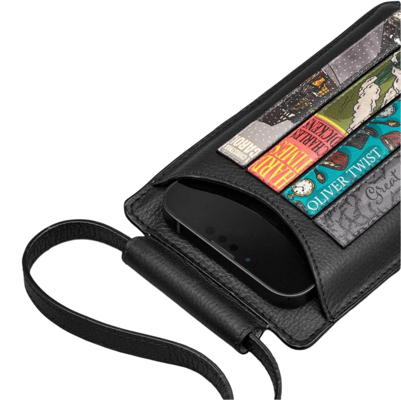 Leather Phone Case - Dickens library Black