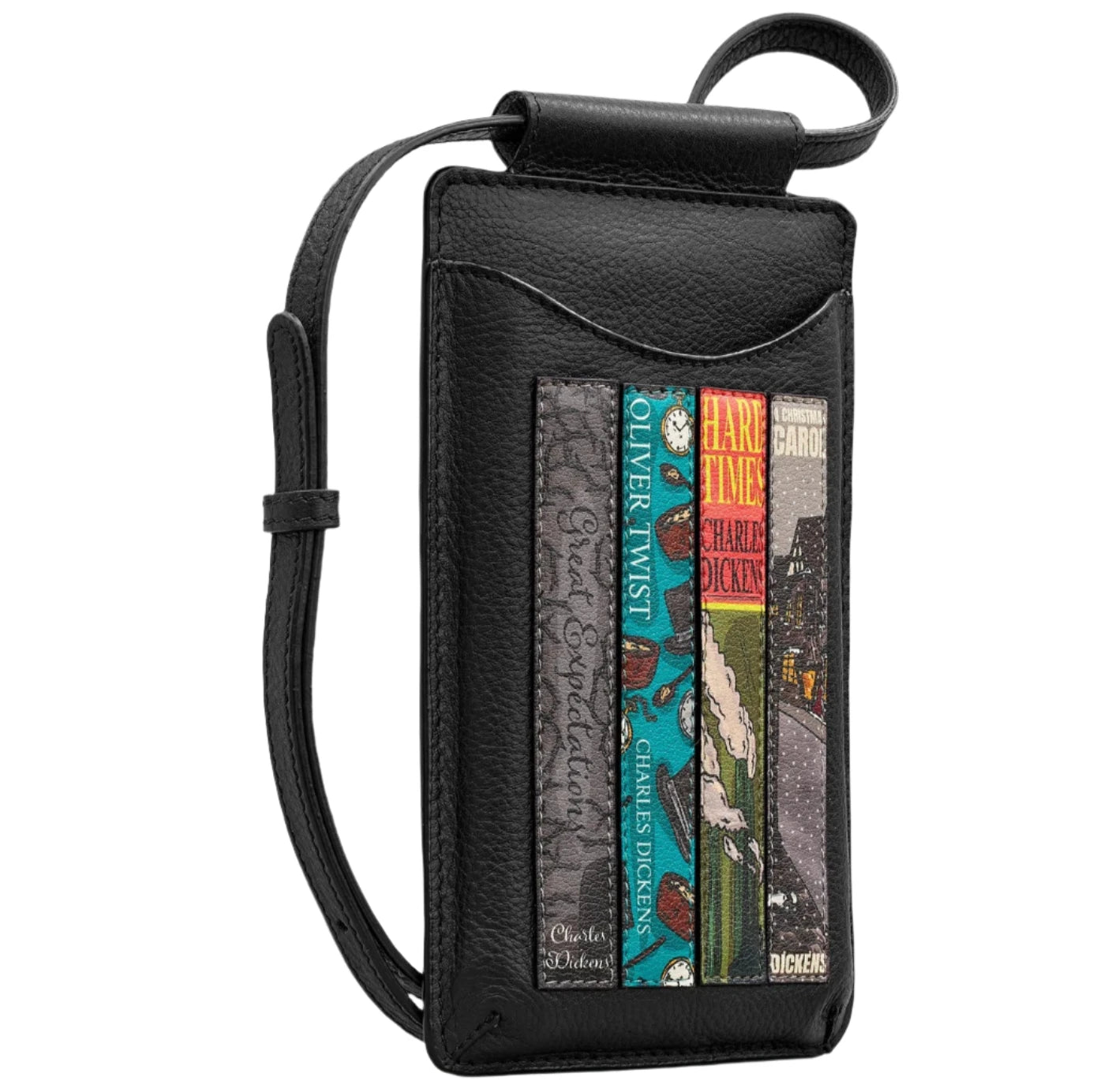 Leather Phone Case - Dickens library Black