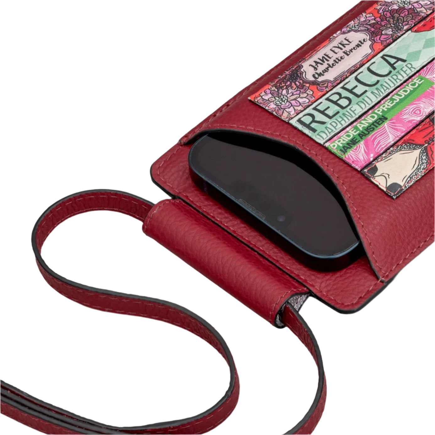 Leather Phone Case - bookworm Cherry Red