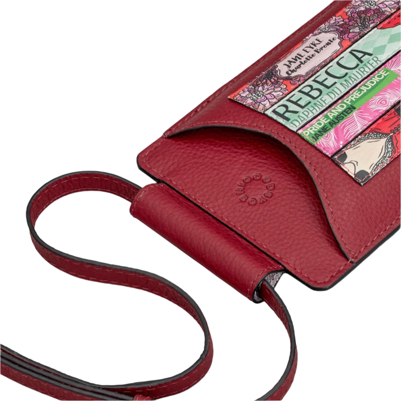 Leather Phone Case - bookworm Cherry Red