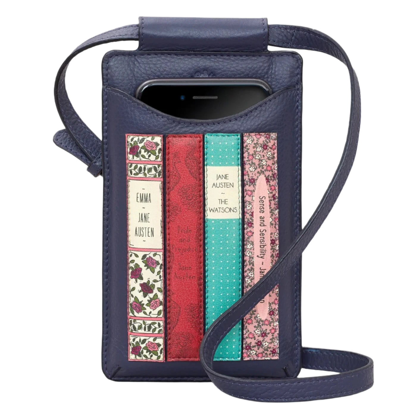Leather Phone Case - Austen library Navy