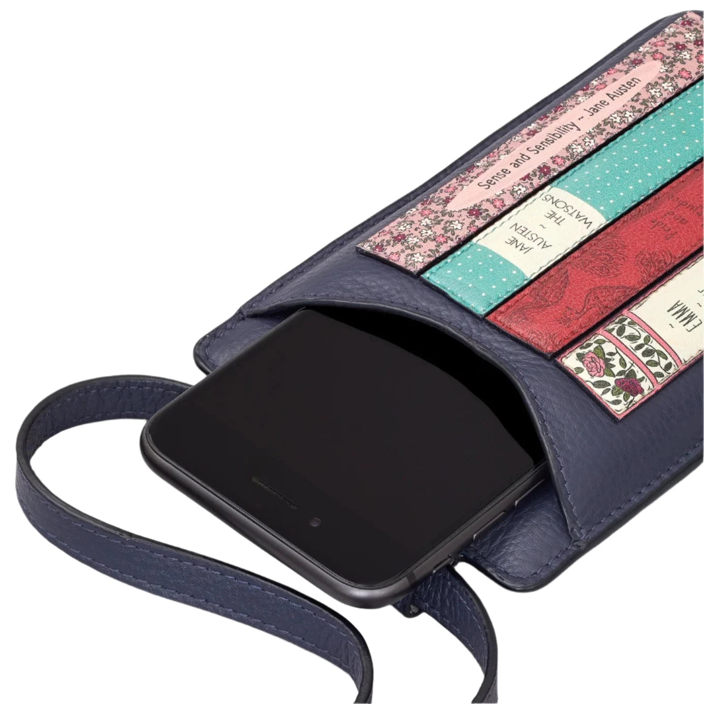 Leather Phone Case - Austen library Navy