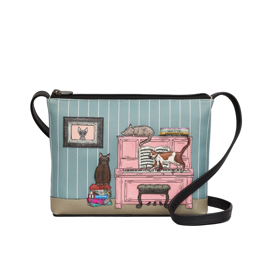 Cross Body Bag - Piano Cats Black